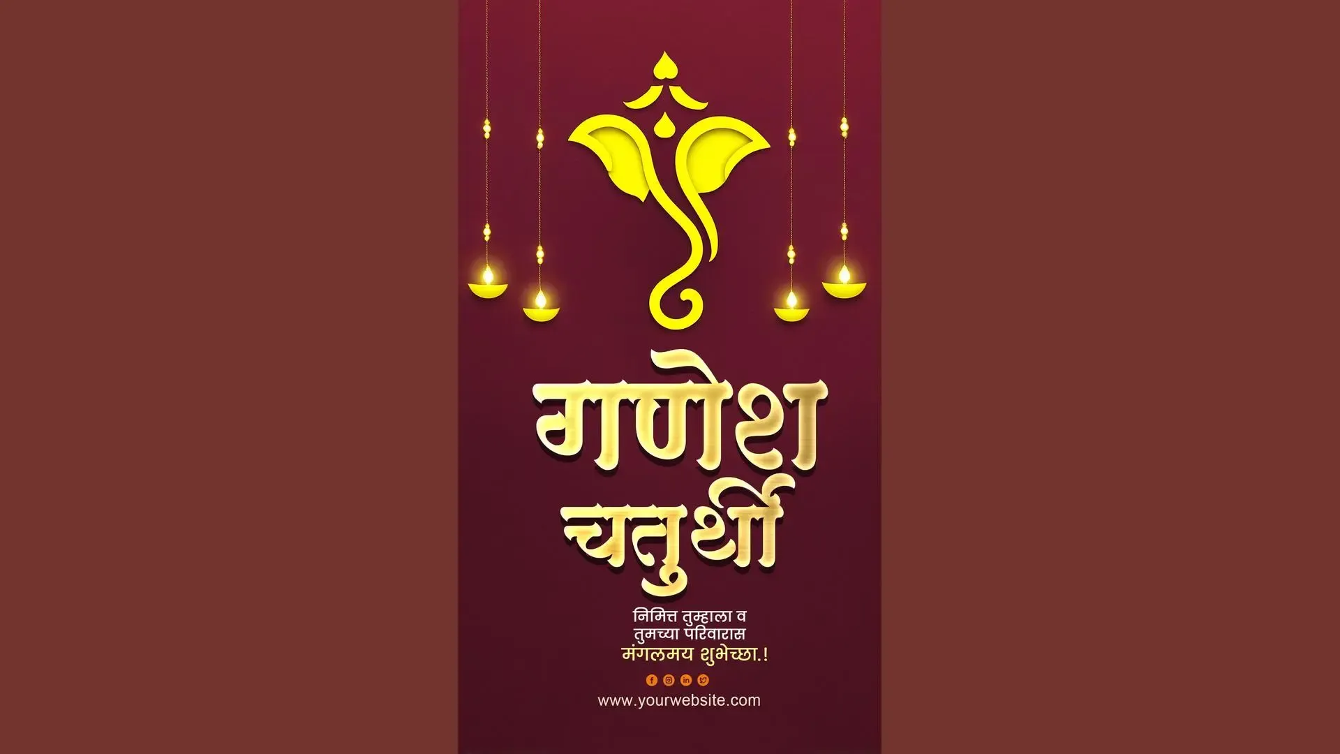 Ganesh Chaturthi Card with Symbol and Warm Lighting for Instagram Story image